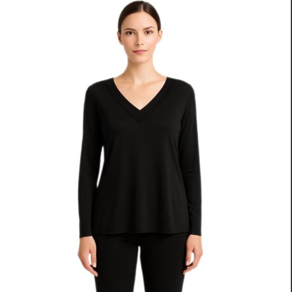 Banana Republic black v-neck top, L - Picture 1 of 7
